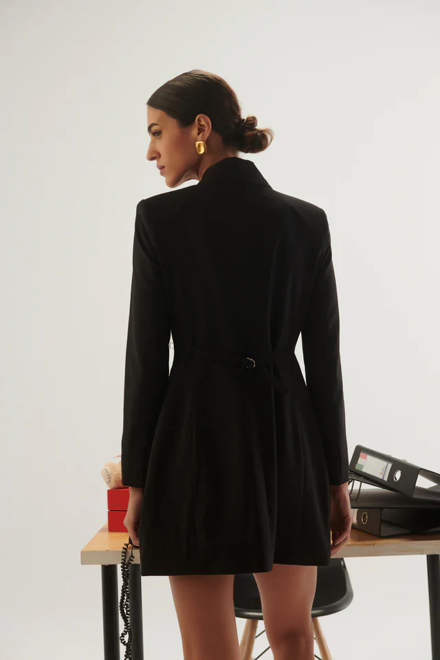 Gabri’s Blazer Dress-Satin Peaked Lapel - Image 3