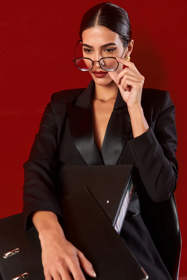 Gabri’s Blazer Dress-Satin Peaked Lapel - Image 4